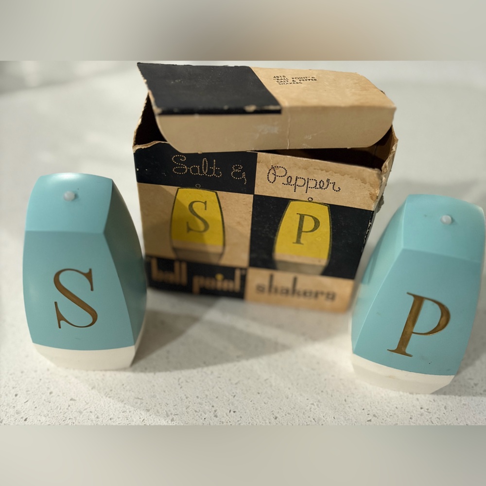 Vintage Salt and Pepper Shakers - Blue and White
